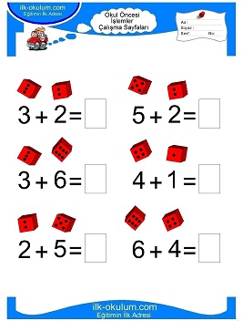 Çocuklar İçin toplam işlemi yaprak testleri 